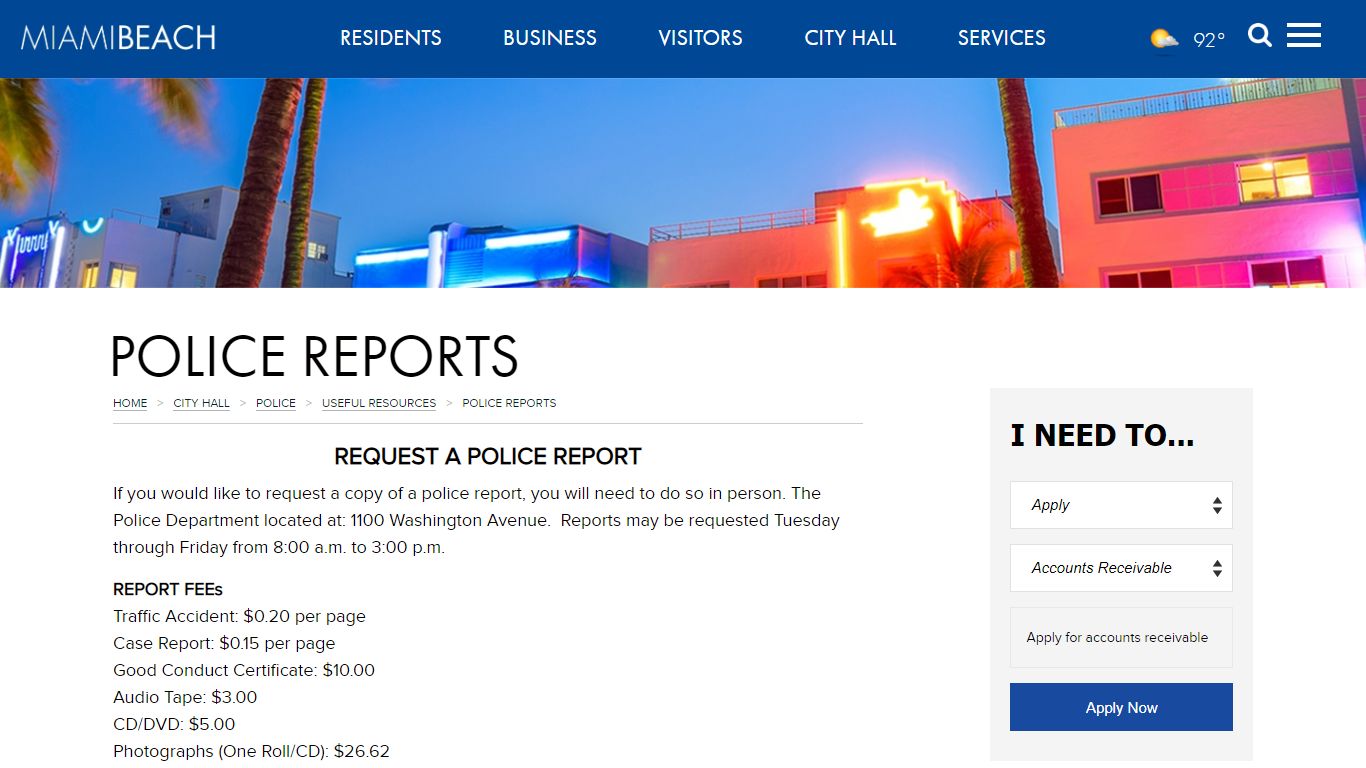 Police Reports – City of Miami Beach