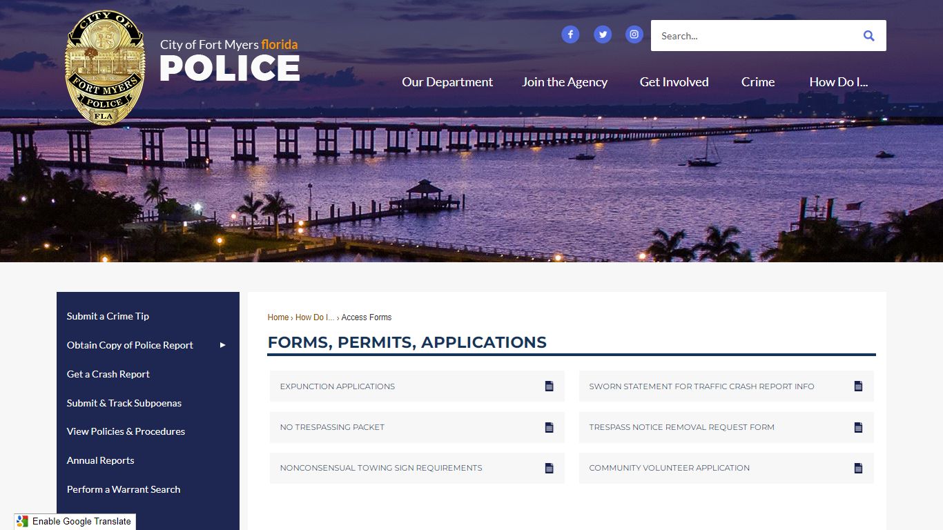 Access Forms & Reports | Fort Myers Florida Police Department
